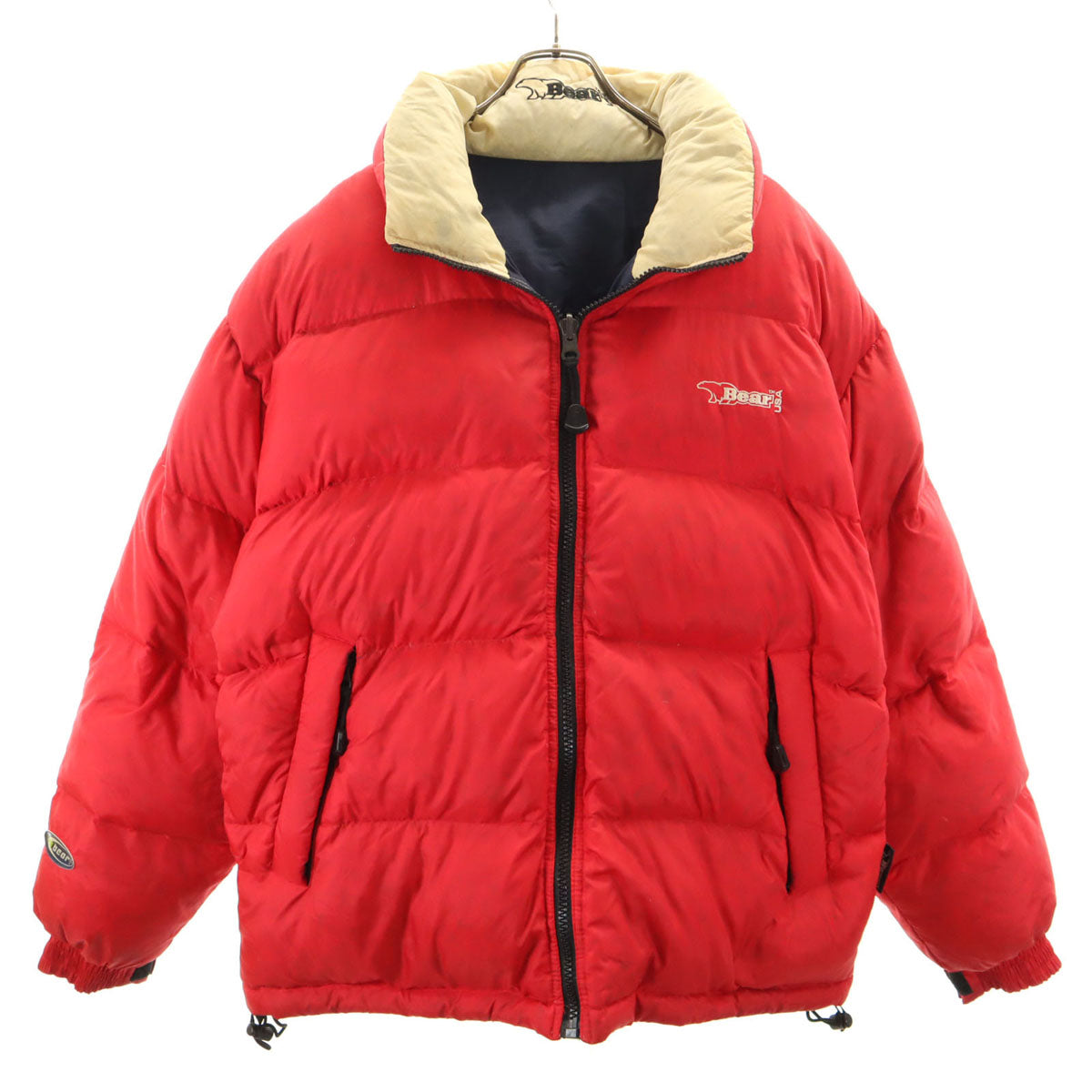 Bear ベアー リバーシブル ダウンジャケット L レッド メンズ