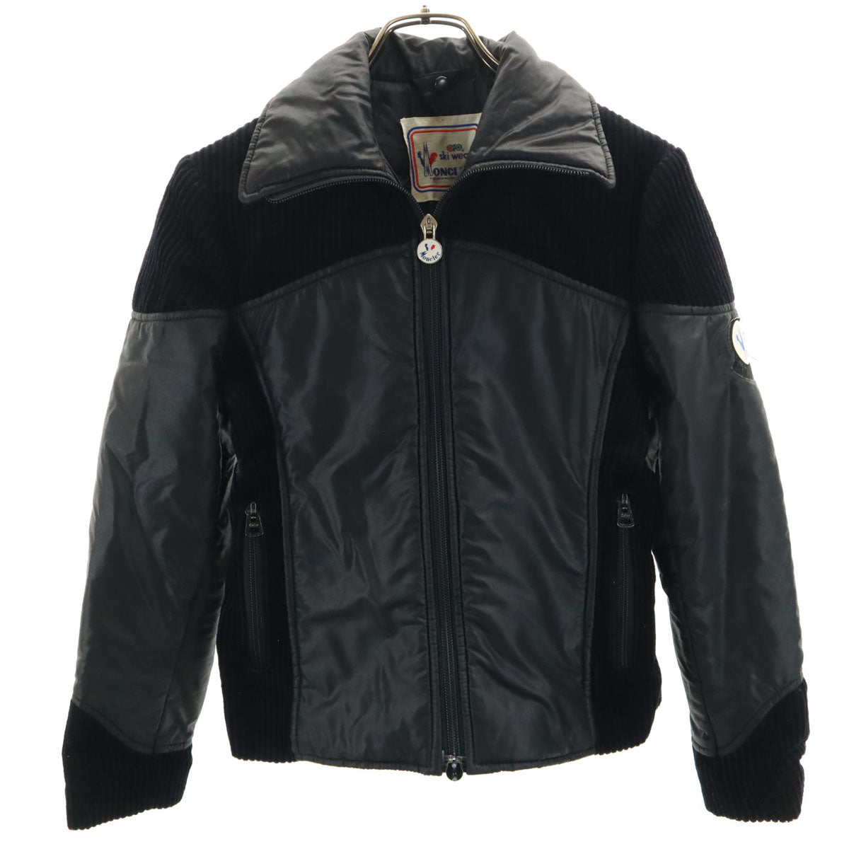 MONCLER モンクレール 80s ヴィンテージ スキー コーデュロイ切替 中綿ジャケット M ブラック レディース