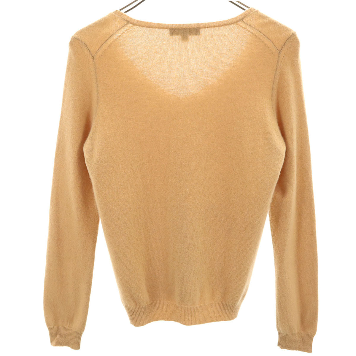 Drawer ドゥロワー カシミヤ100％ 長袖 Vネック セーター 2 ベージュ ニット レディース