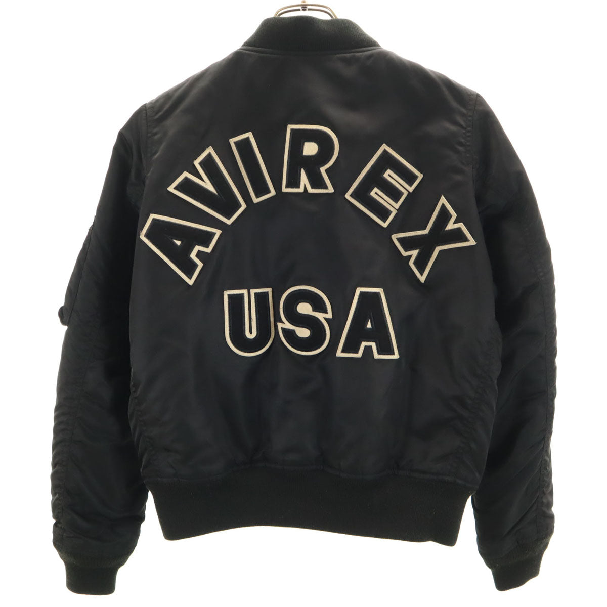 AVIREX アヴィレックス バック アーチロゴ MA-1 フライトジャケット ブラック 中綿 ミリタリー レディース