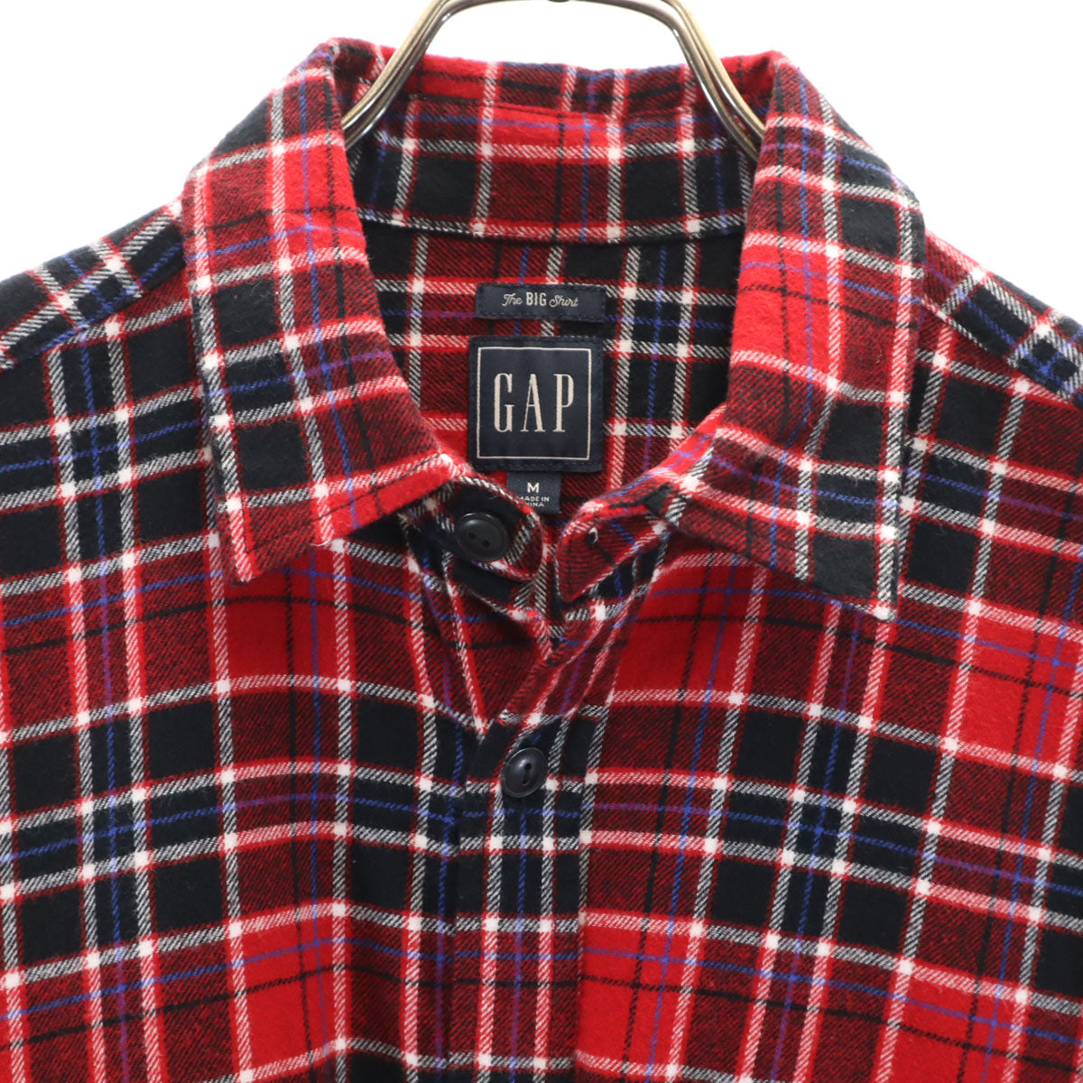 GAP ギャップ チェック柄 長袖 ビッグシルエット ネルシャツ M レッド メンズ