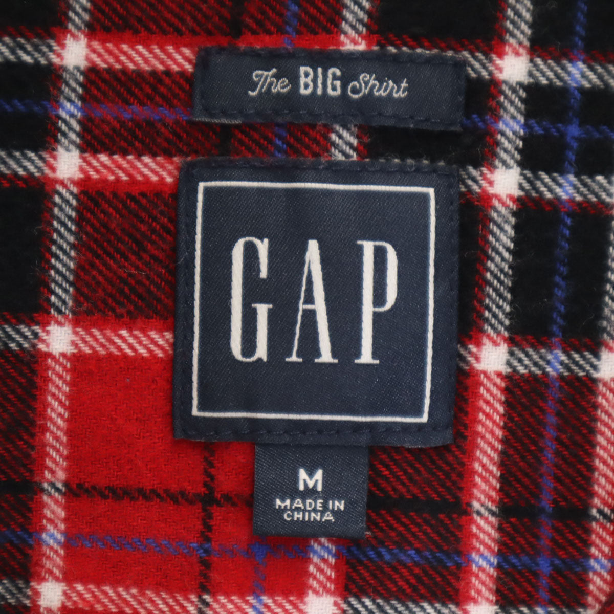 GAP ギャップ チェック柄 長袖 ビッグシルエット ネルシャツ M レッド メンズ