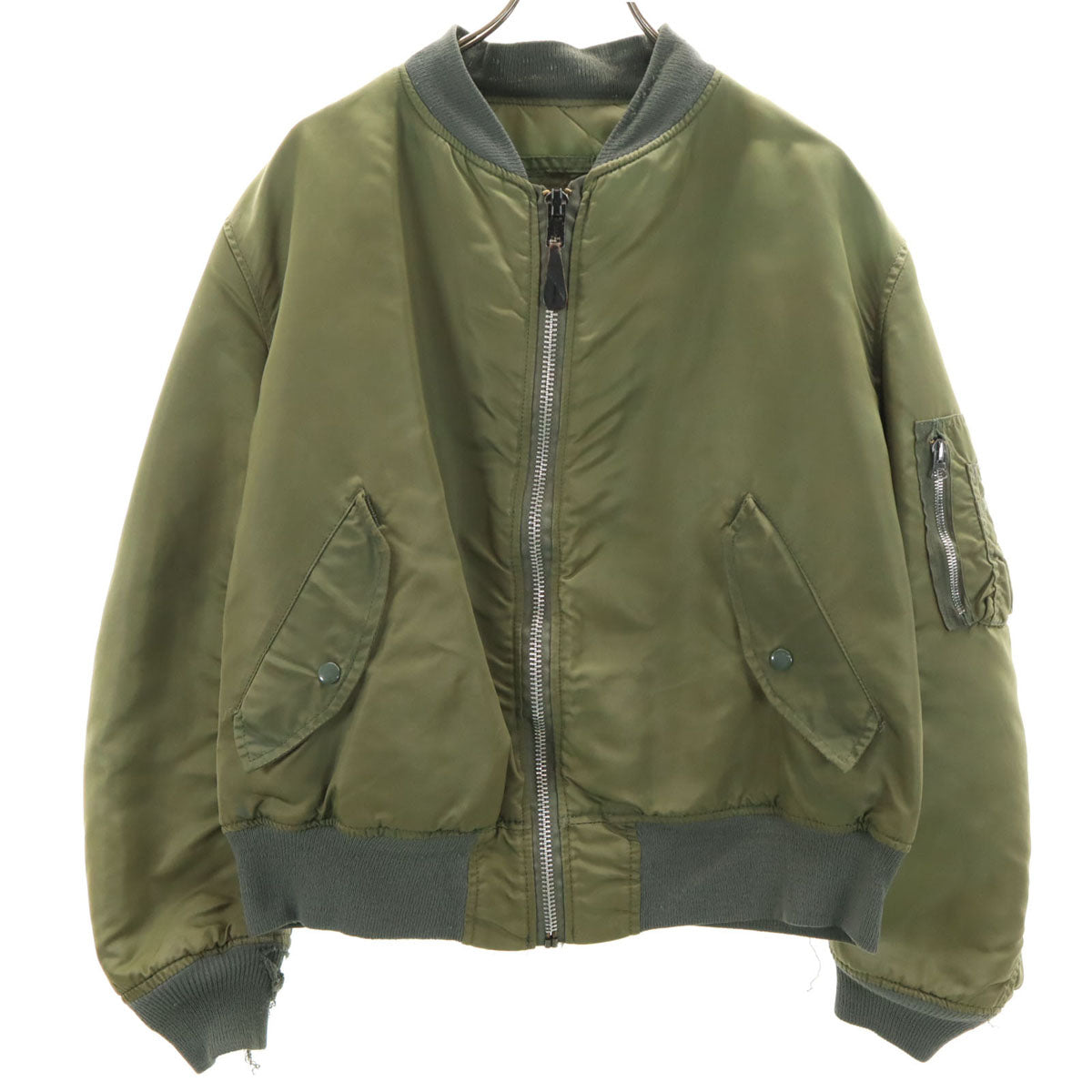 ALPHA INDUSTRIES INC アルファインダストリーズ USA製 MA-1 フライトジャケット LL オリーブ系 ミリタリー メンズ