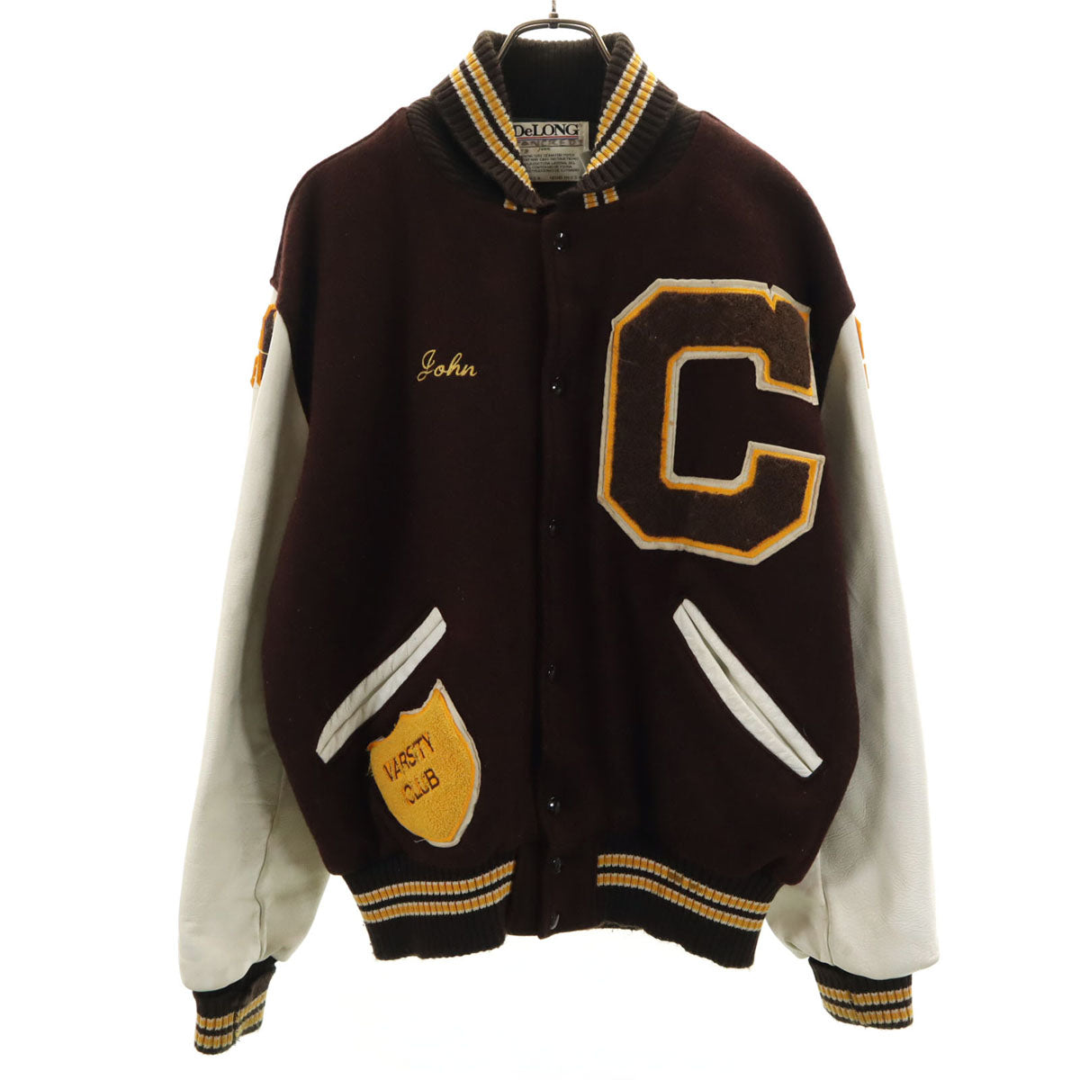 DeLONG デロング 90s オールド レタードワッペン スタジャン L ブラウン メンズ