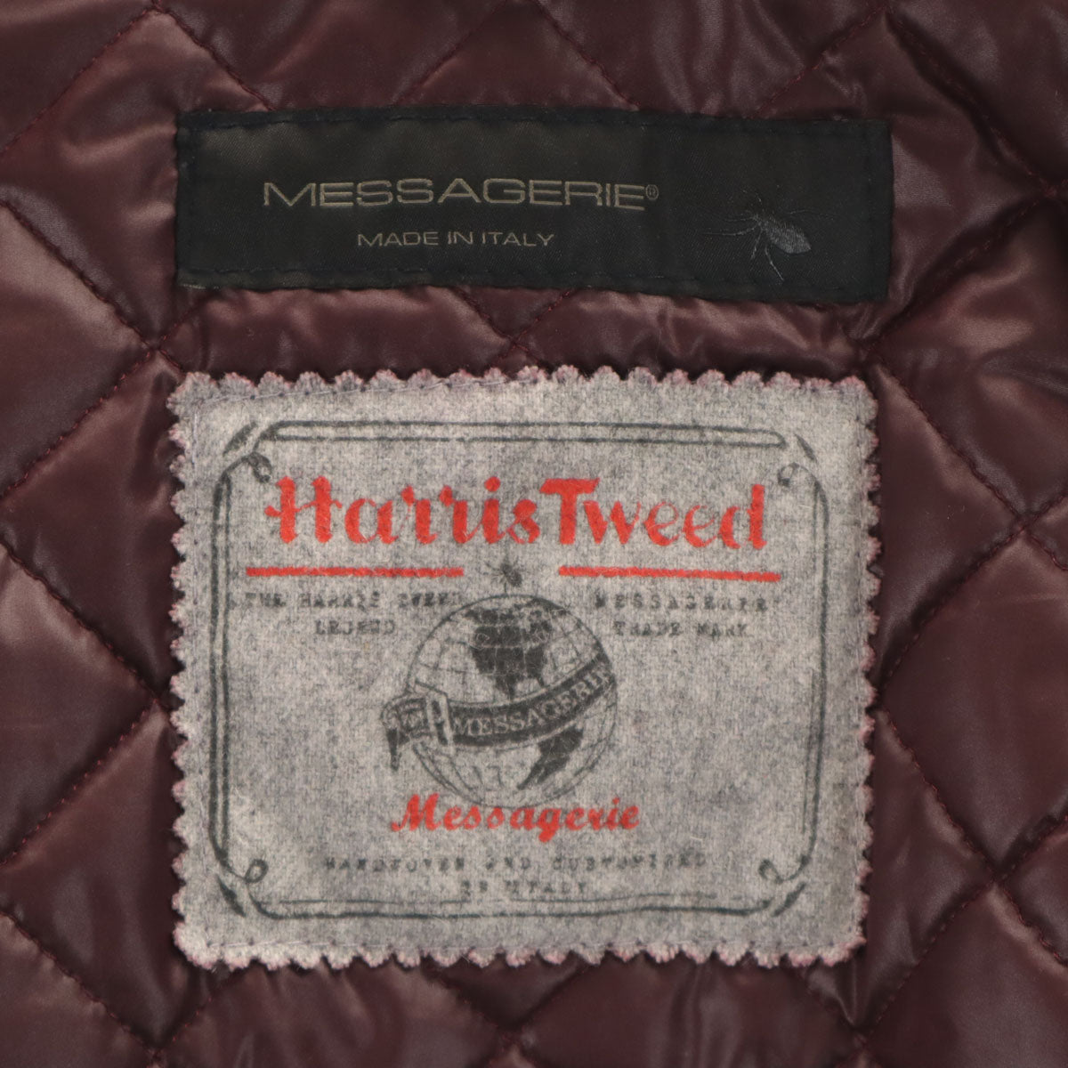 MESSAGERIE メッサジェリエ イタリア製 ハリスツイード生地 スタジャン 50 ネイビー Harris Tweed メンズ