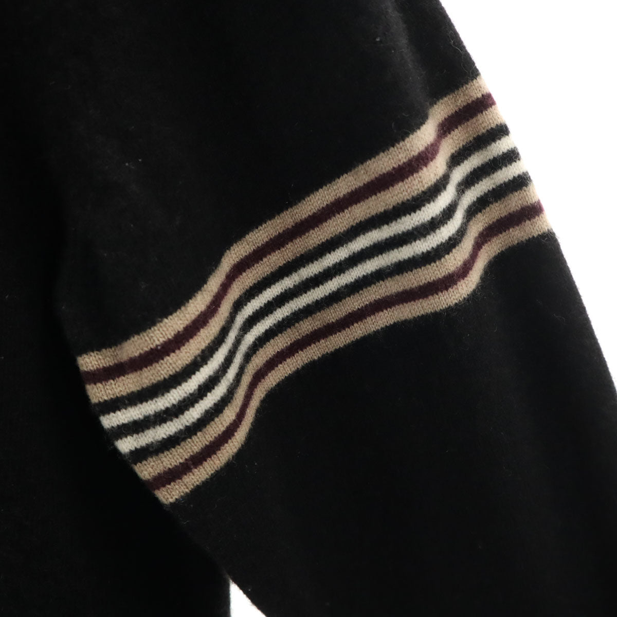 BURBERRY BLACK LABEL バーバリーブラックレーベル カシミヤブレンド 長袖 Vネック セーター 3 ブラック ニット 三陽商会 メンズ