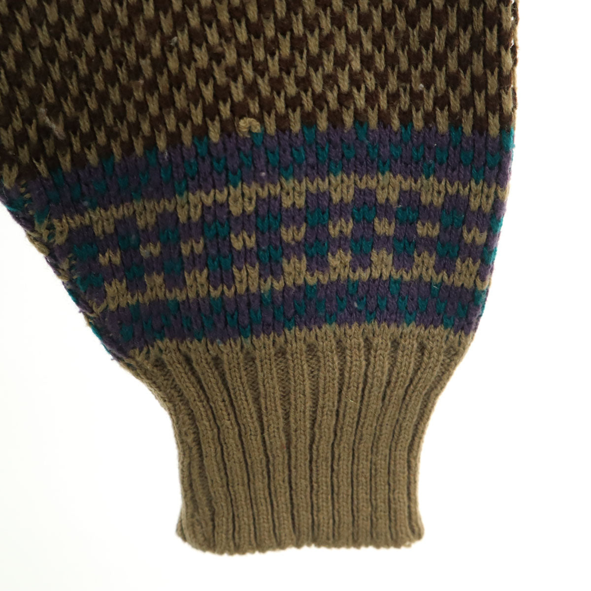 VAN HEUSEN ヴァンヒューゼン 80s 90s オールド 総柄 長袖 セーター M ブラウン ニット メンズ