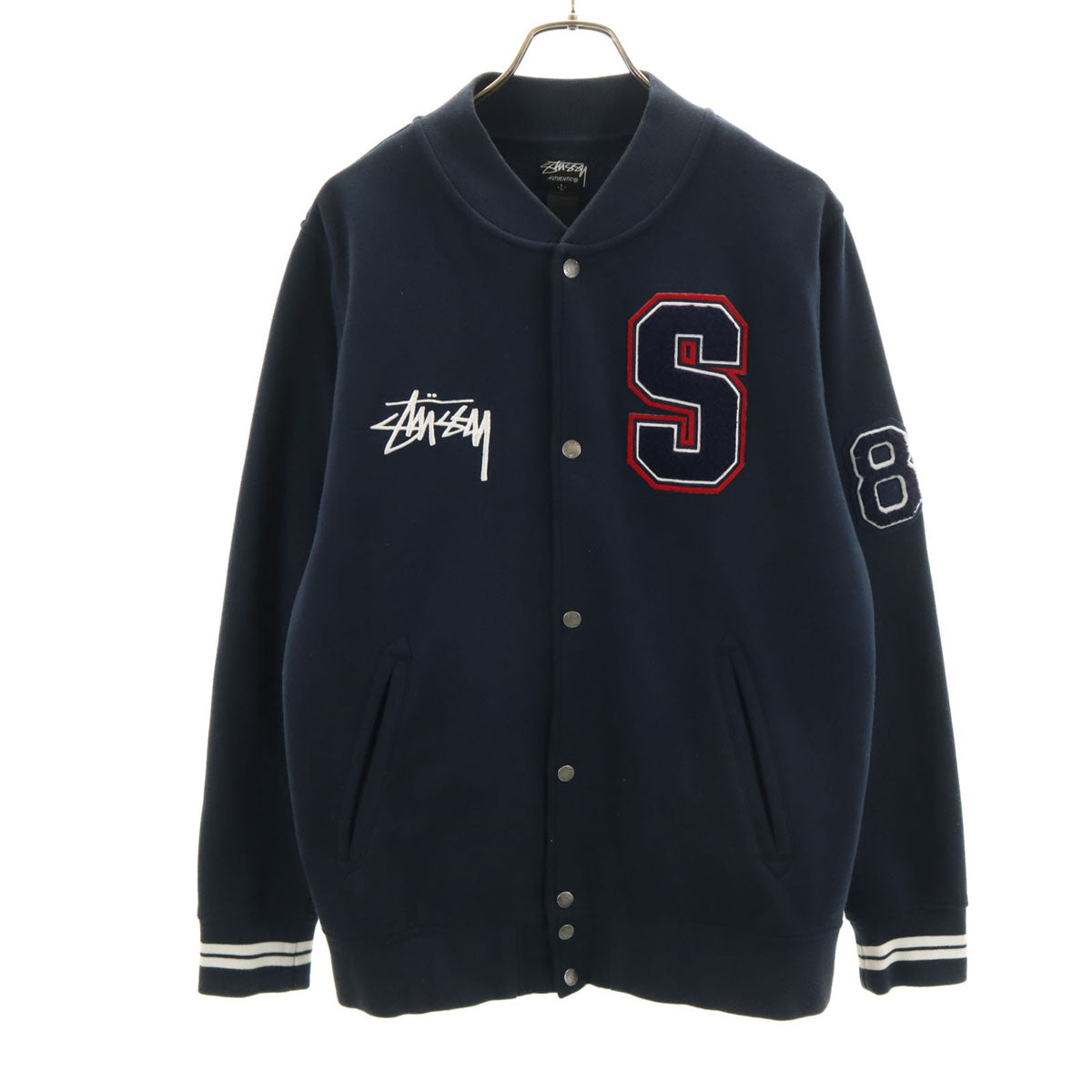 STUSSY ステューシー スウェット ブルゾン L ネイビー ジャケット メンズ
