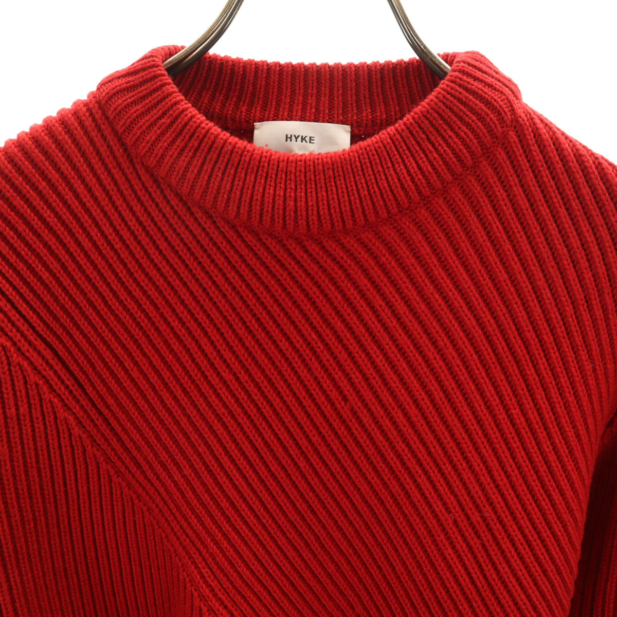 HYKE ハイク 長袖 リブ ニット 1 レッド セーター レディース