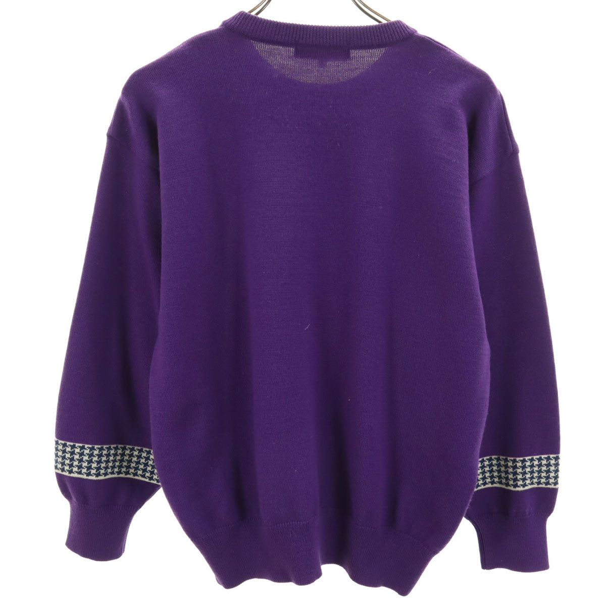Christian Dior SPORTS クリスチャンディオールスポーツ 90s オールド ハウンドトゥース柄 長袖 ニット M パープル セーター 千鳥格子 レディース
