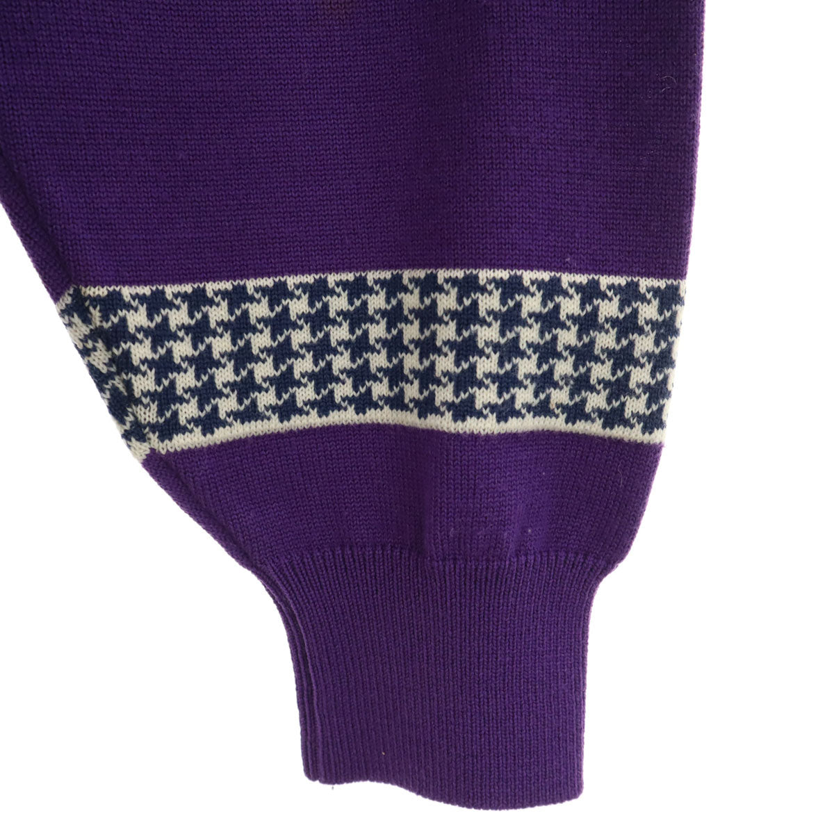Christian Dior SPORTS クリスチャンディオールスポーツ 90s オールド ハウンドトゥース柄 長袖 ニット M パープル セーター 千鳥格子 レディース