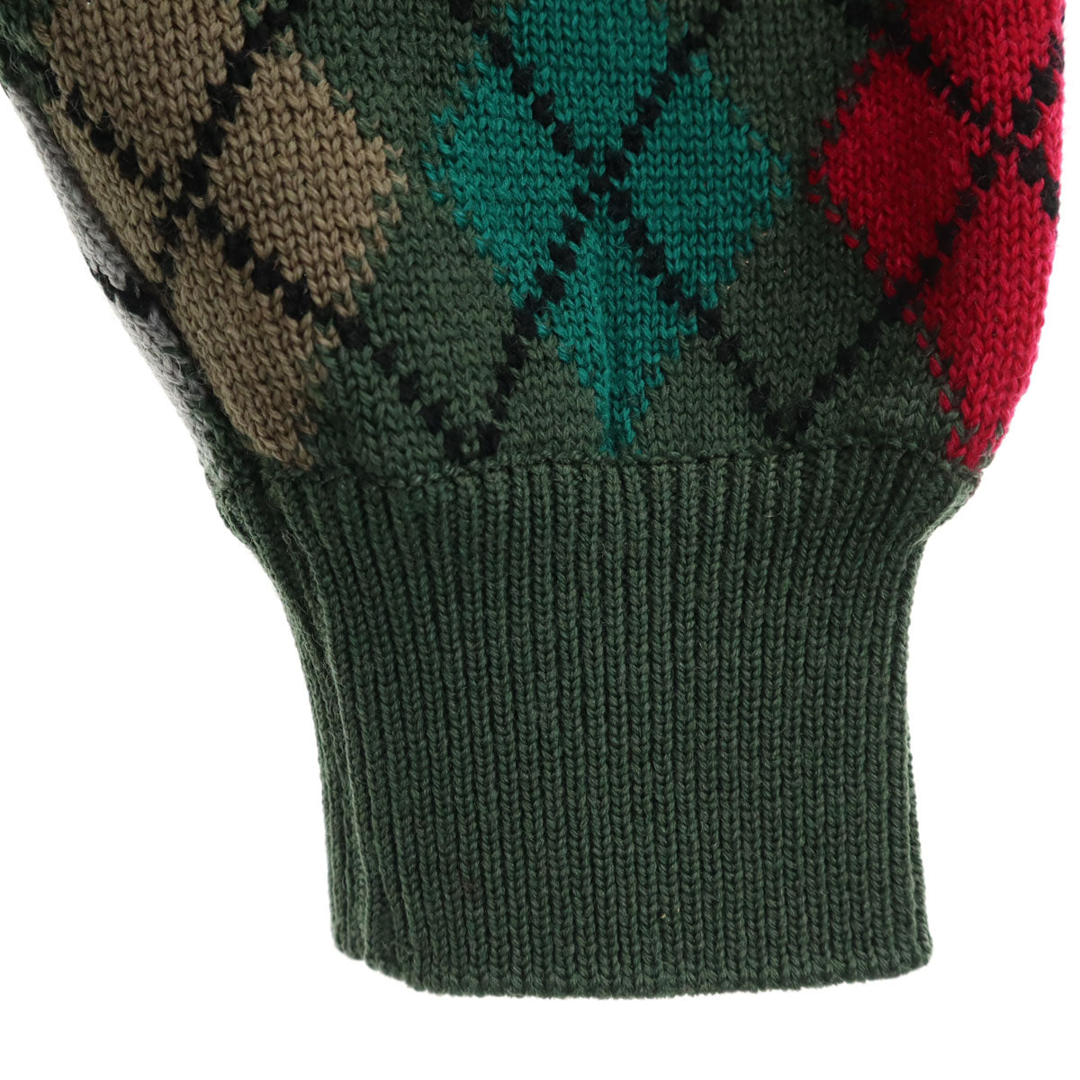 美品 Christian Dior SPORTS クリスチャンディオールスポーツ 90s オールド アーガイル柄 長袖 Vネック セーター M カーキ ニット レディース