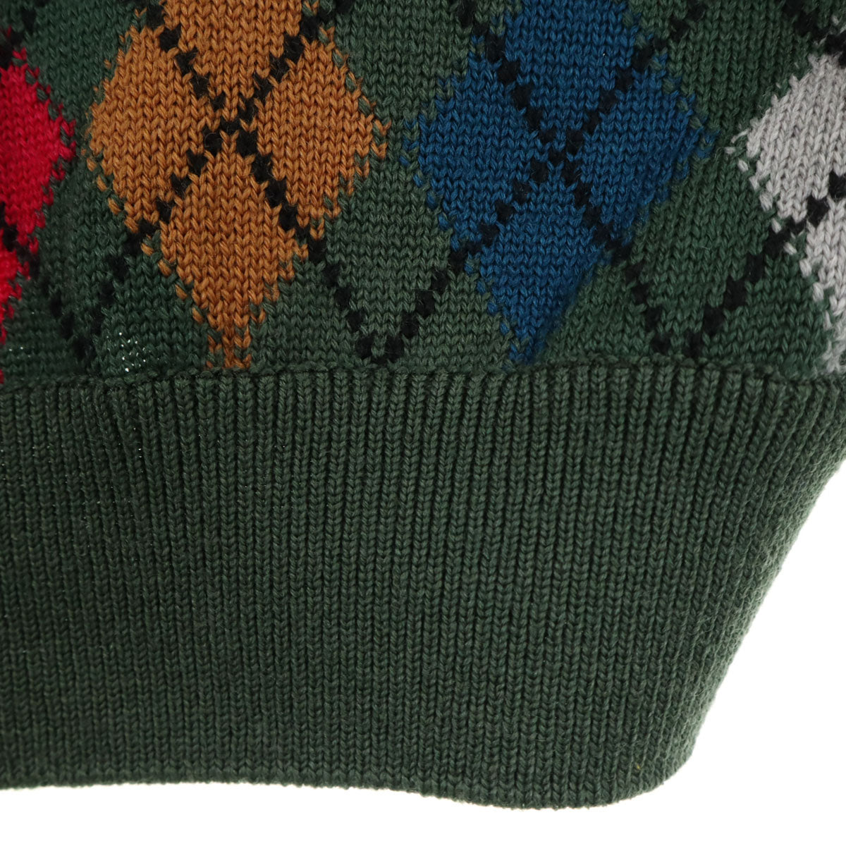 美品 Christian Dior SPORTS クリスチャンディオールスポーツ 90s オールド アーガイル柄 長袖 Vネック セーター M カーキ ニット レディース