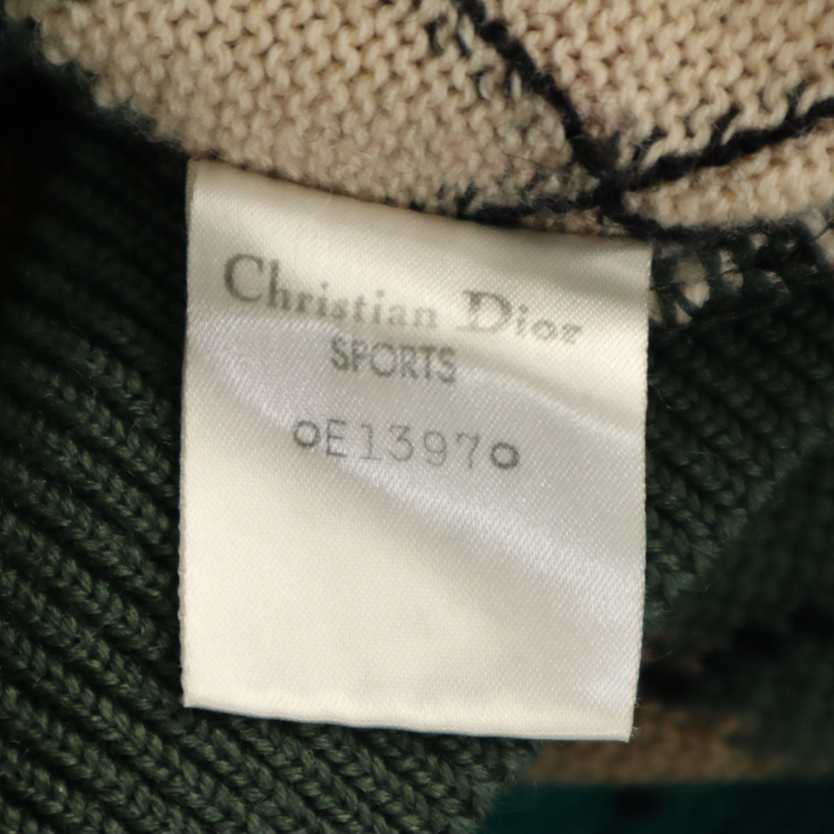 美品 Christian Dior SPORTS クリスチャンディオールスポーツ 90s オールド アーガイル柄 長袖 Vネック セーター M カーキ ニット レディース