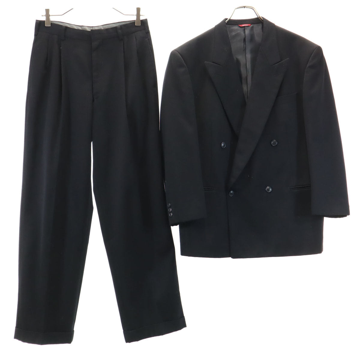Durban ダーバン ウール100％ スーツ 上下 セットアップ M 黒 メンズ