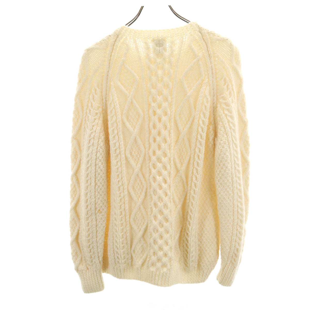 John Molloy ジョンモロイ アイルランド製 長袖 アラン編み ニットカーディガン 生成り レディース