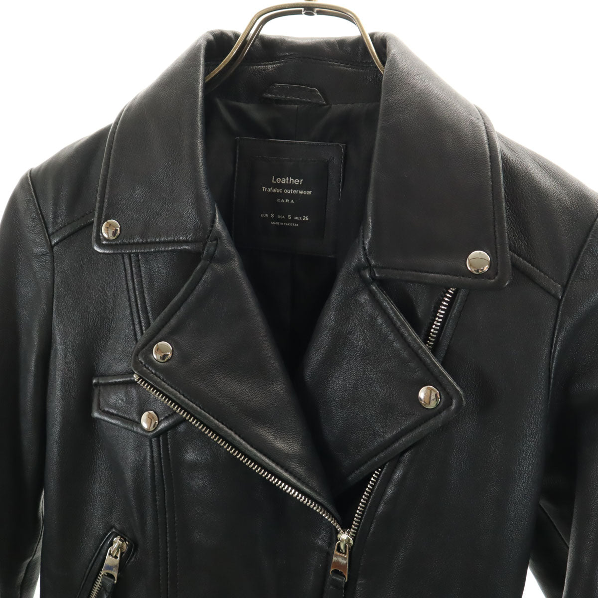 ZARA ザラ 羊革レザー ダブルライダースジャケット S ブラック レディース