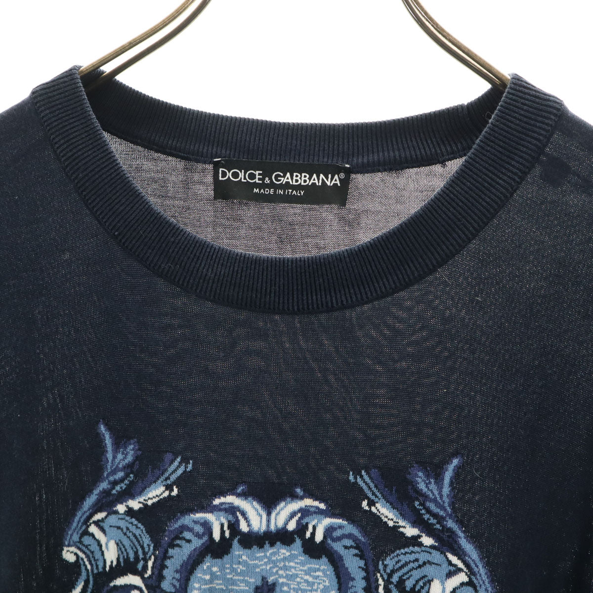 DOLCE&GABBANA ドルチェアンドガッバーナ イタリア製 長袖 ニット 58 ネイビー ビッグサイズ メンズ