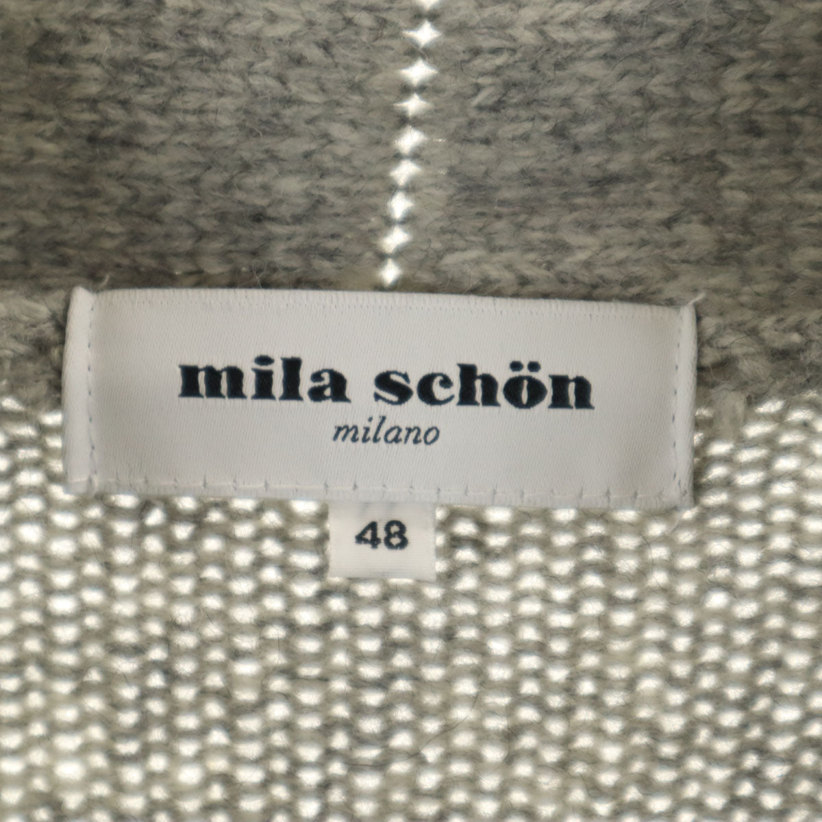 mila schon ミラショーン 日本製 長袖 ショールカラー ニットカーディガン 48 グレー メンズ