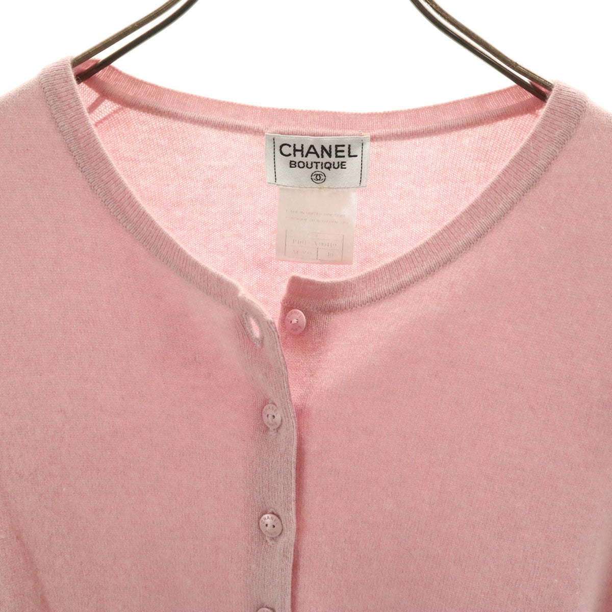 CHANEL BOUTIQUE シャネル ブティック 半袖 ニットカーディガン 40 ピンク レディース