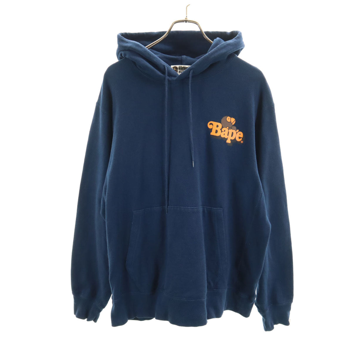 A BATHING APE アベイシングエイプ バックプリント ベイビーマイロ 長袖 スウェットパーカー XXL ネイビー メンズ