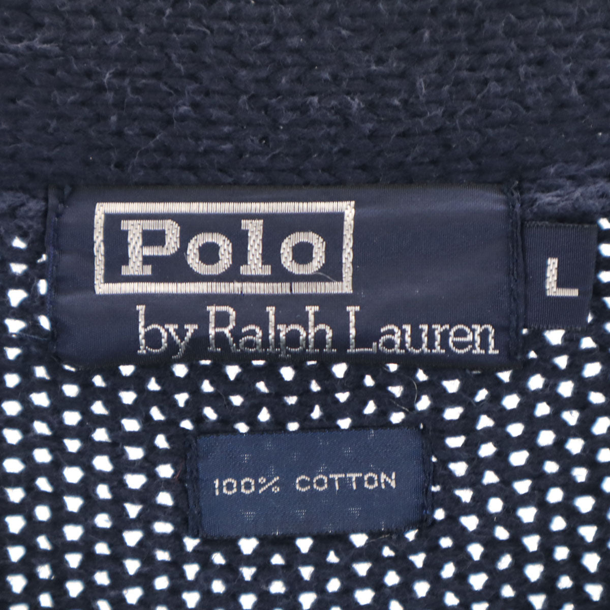 POLO RALPH LAUREN ポロラルフローレン 90s オールド 長袖 Vネック セーター L ネイビー ニット メンズ
