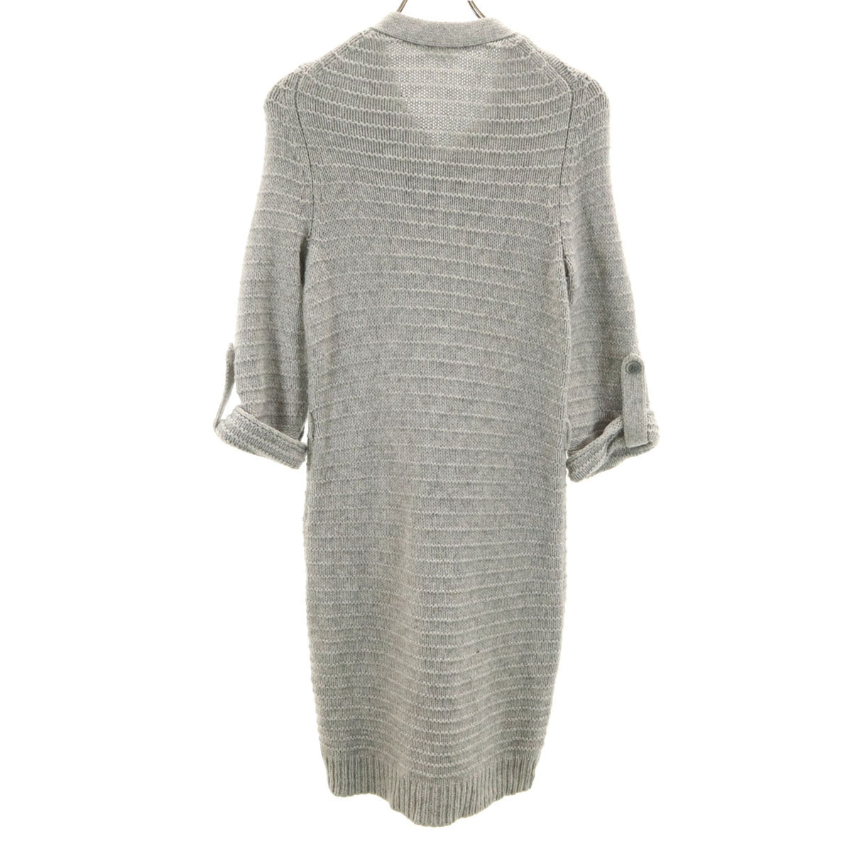 theory セオリー 7分袖 ロング ニットカーディガン 2 グレー レディース