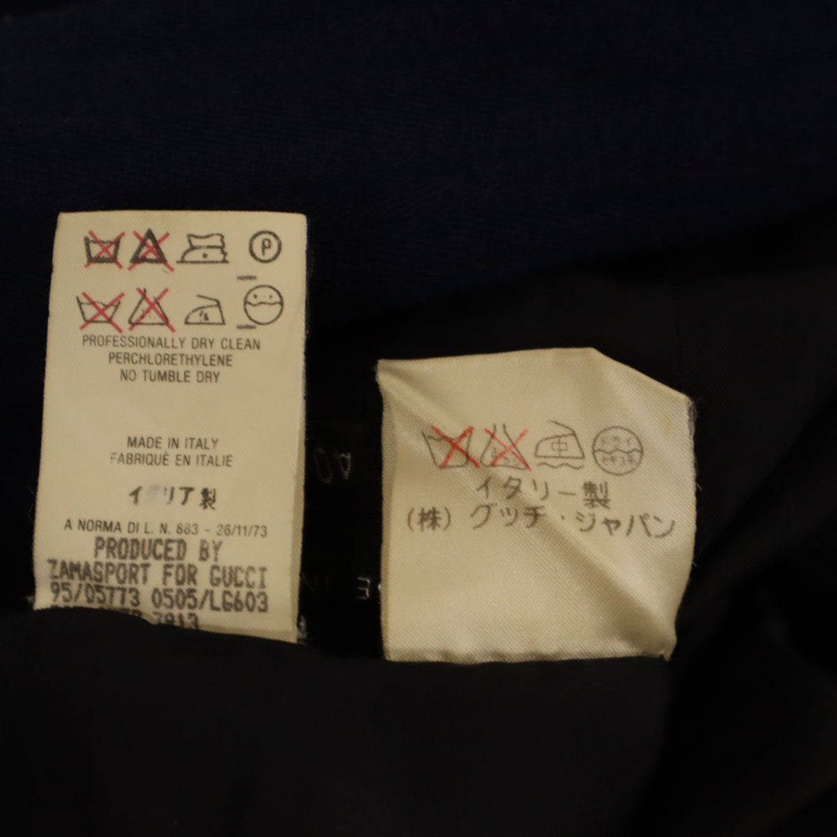 GUCCI グッチ 90s イタリア製 オールド ヘリンボーン パンツスーツ 上下 セットアップ 40/42 ネイビー レディース