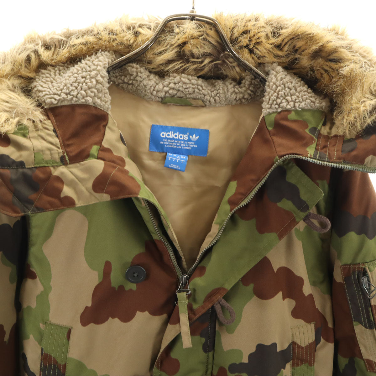 美品 adidas Originals アディダスオリジナルス カモフラ柄 トレフォイルロゴ ボンバー フライトジャケット XS ブラウン 迷彩 メンズ