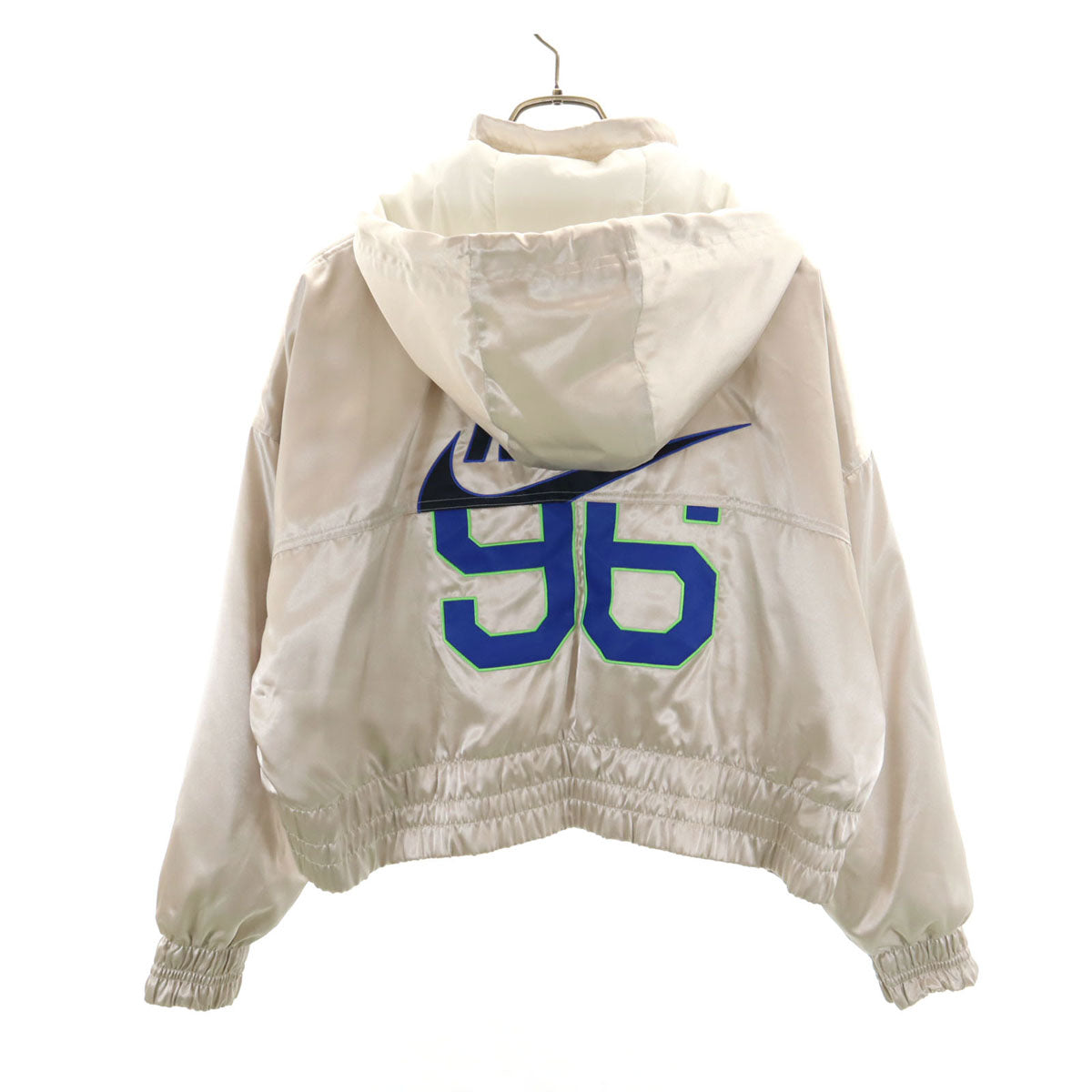 NIKE ナイキ バックロゴ ウーブン アノラックパーカー M アイボリー ジャケット プルオーバー フーディー レディース
