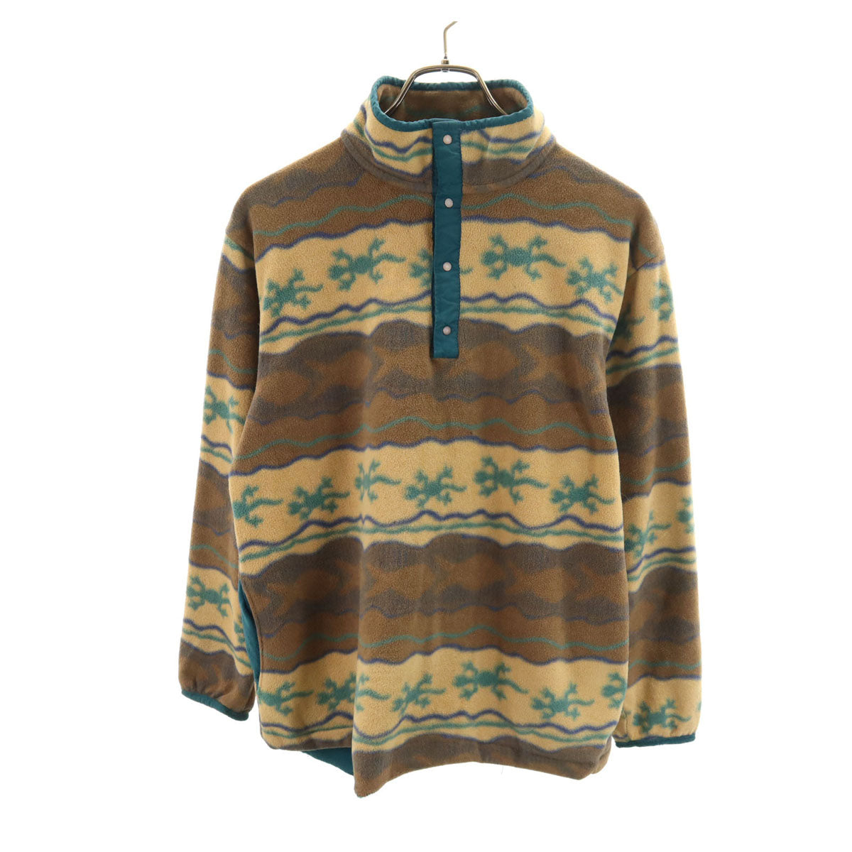 L.L.Bean エルエルビーン 80s ヴィンテージ トカゲ柄 総柄 プルオーバー フリースジャケット ブラウン アウトドア メンズ