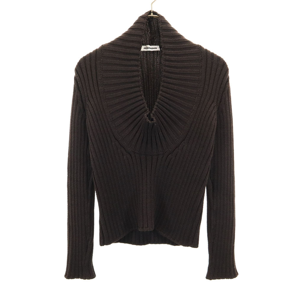 JIL SANDER ジルサンダー イタリア製 長袖 セーター 36 ブラウン リブニット レディース
