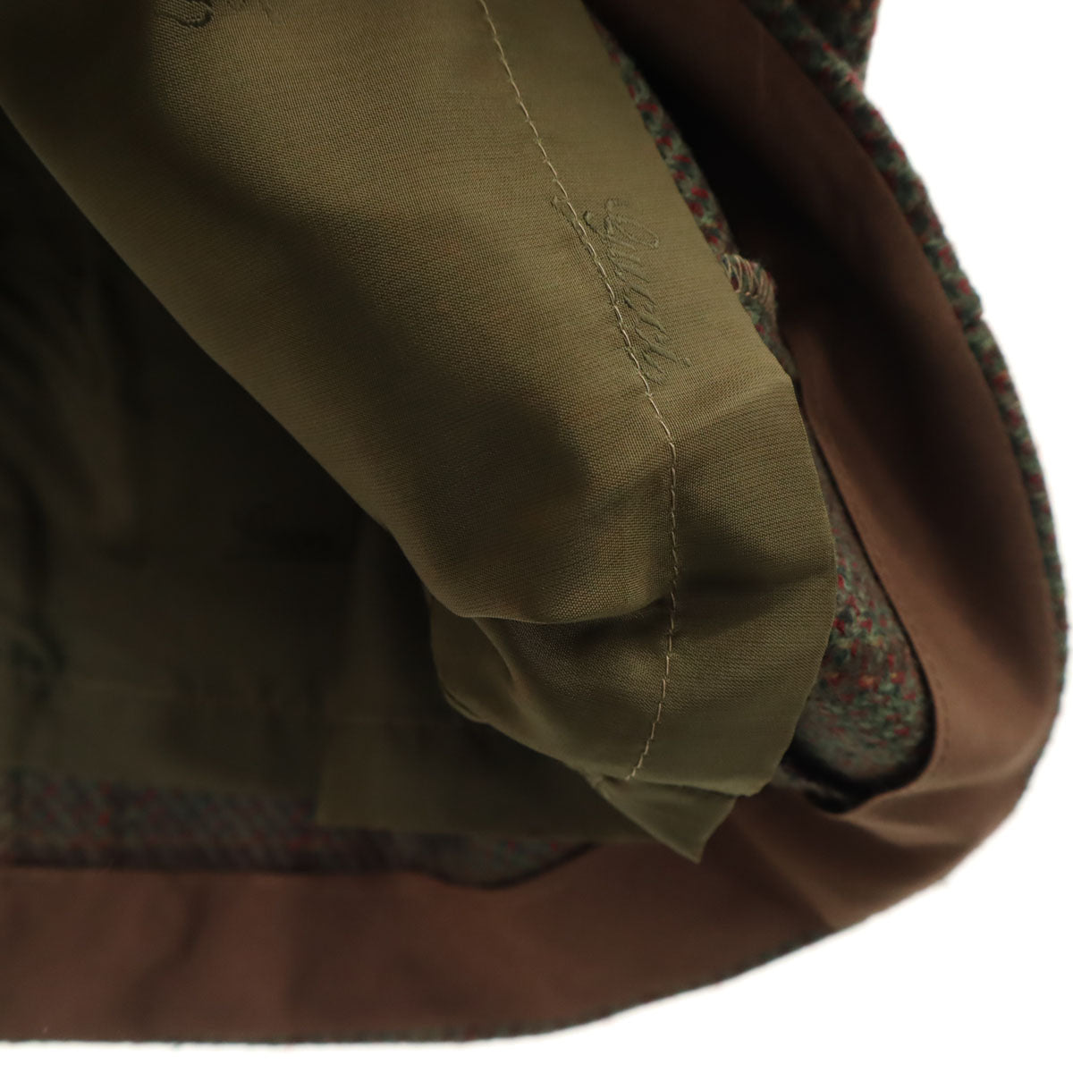 GUCCI グッチ 80s イタリア製 ウール ヴィンテージ オールド チェック柄 スカートスーツ 上下 セットアップ 46 グリーン系 レディース