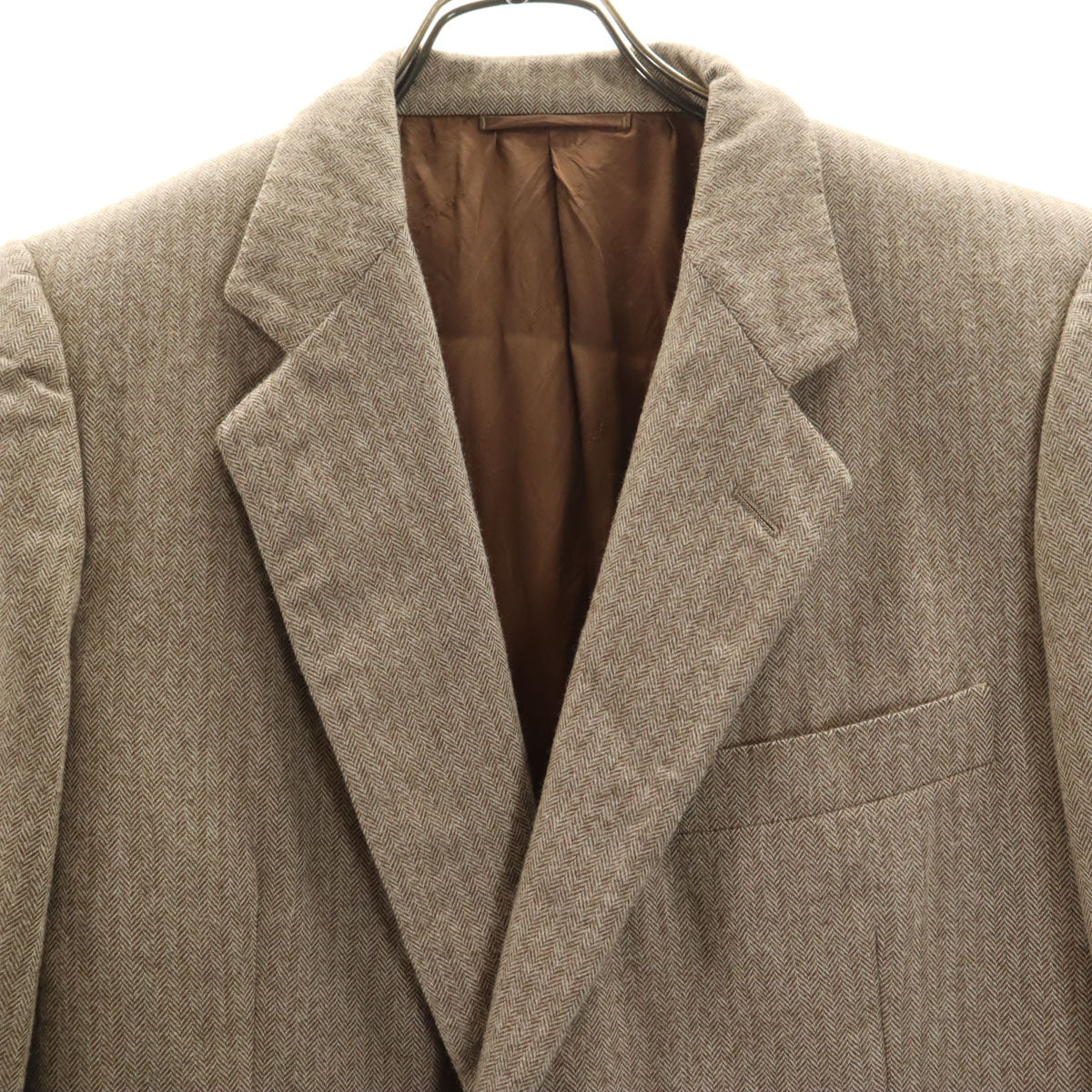 Belvest ベルベスト 80s 90s イタリア製 ヴィンテージ ヘリンボーン柄 スーツ 上下 セットアップ 48/不明 ベージュ系 メンズ