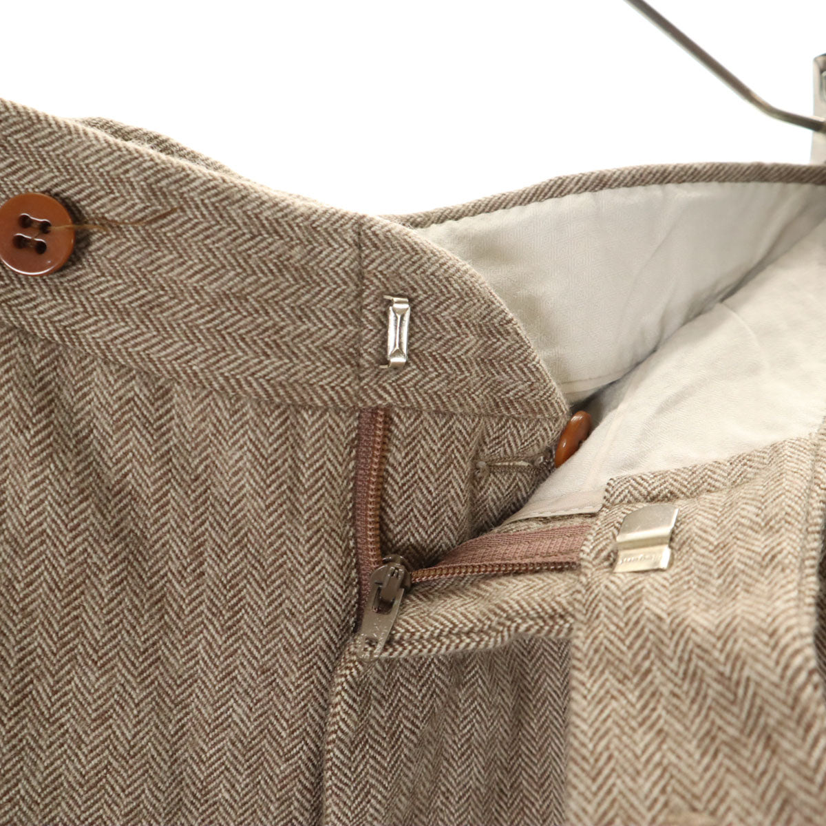 Belvest ベルベスト 80s 90s イタリア製 ヴィンテージ ヘリンボーン柄 スーツ 上下 セットアップ 48/不明 ベージュ系 メンズ