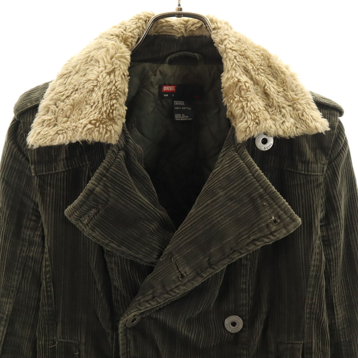 DIESEL ディーゼル コーデュロイジャケット S カーキ ファー襟 レディース