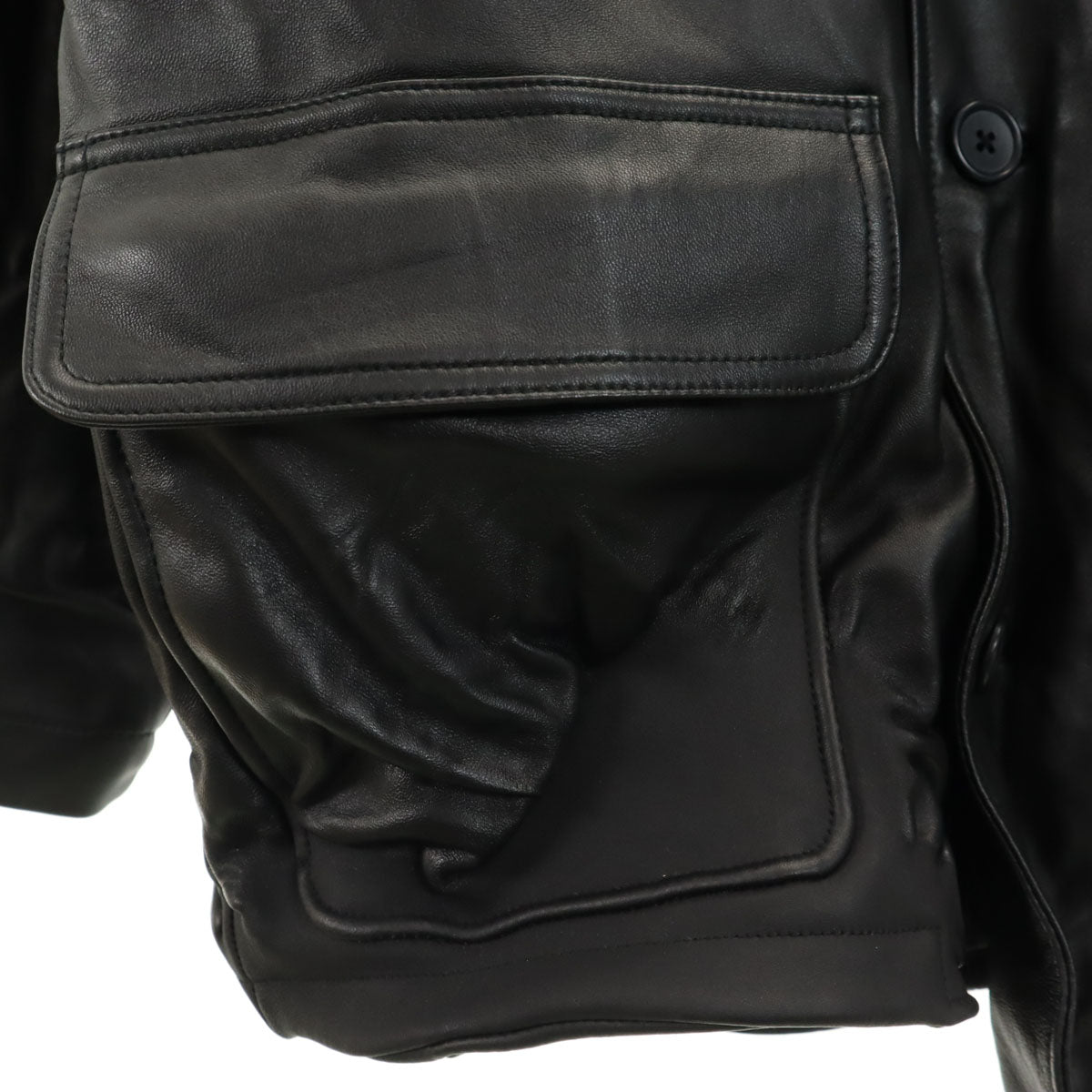 Eddie Bauer エディーバウアー シープスキン レザージャケット L ブラック メンズ