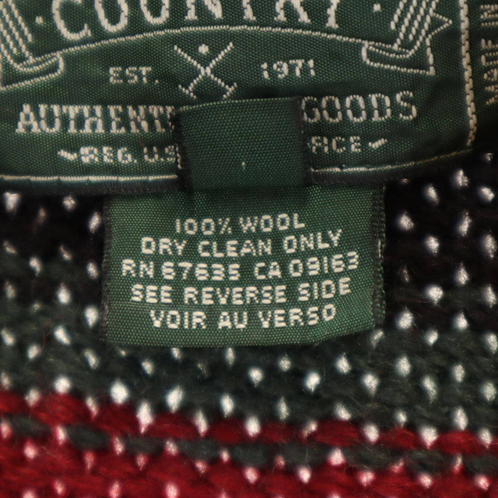 RALPH LAUREN COUNTRY ラルフローレンカントリー 90s ポロカントリー ネイティヴ オールド ネイティブ柄 長袖 ショールカラー カーディガン M レッド系 ニット カウチンセーター メンズ
