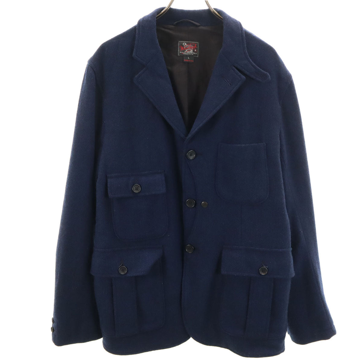 WOOLRICH ウールリッチ USA製 ヘリンボーン アップランド ジャケット L ネイビー メンズ