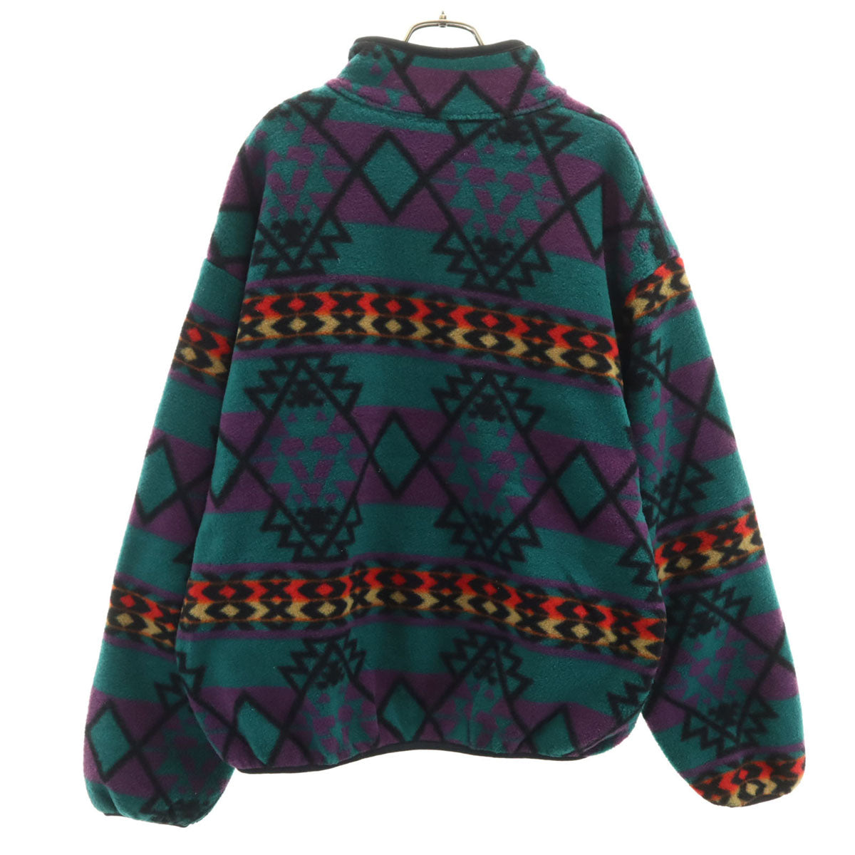 美品 WOOLRICH ウールリッチ 90s オールド USA製 総柄 長袖 フリース ハーフジップ トレーナー L グリーン プルオーバー メンズ