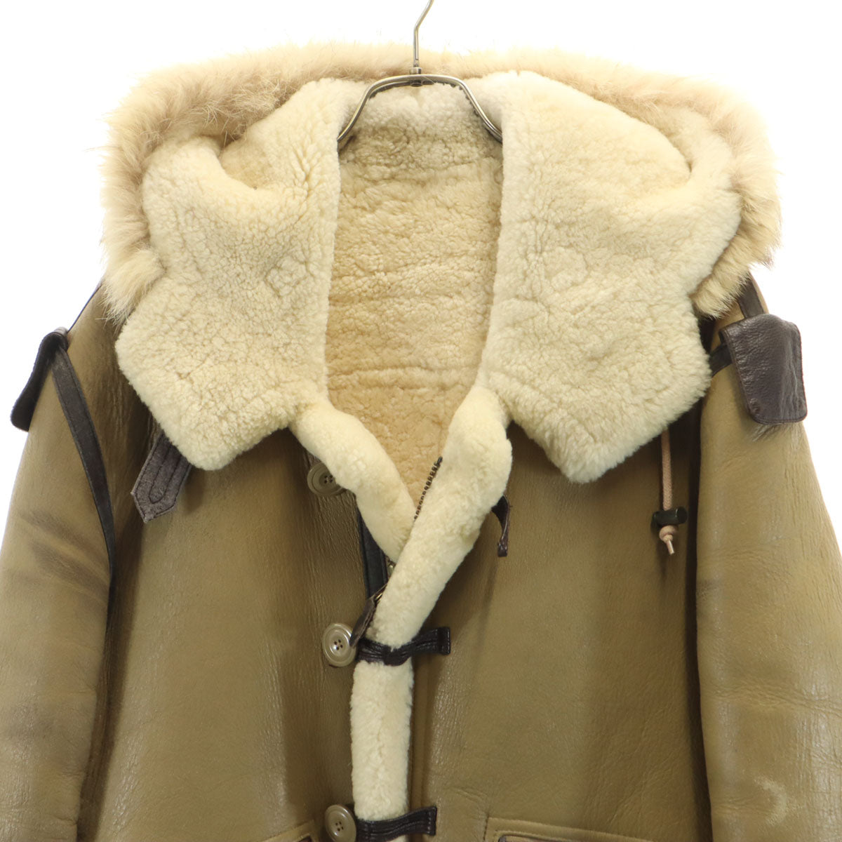 MILITARY CLOTHING 韓国製 B-7 ムートン フライトジャケット S ベージュ 羊革 メンズ