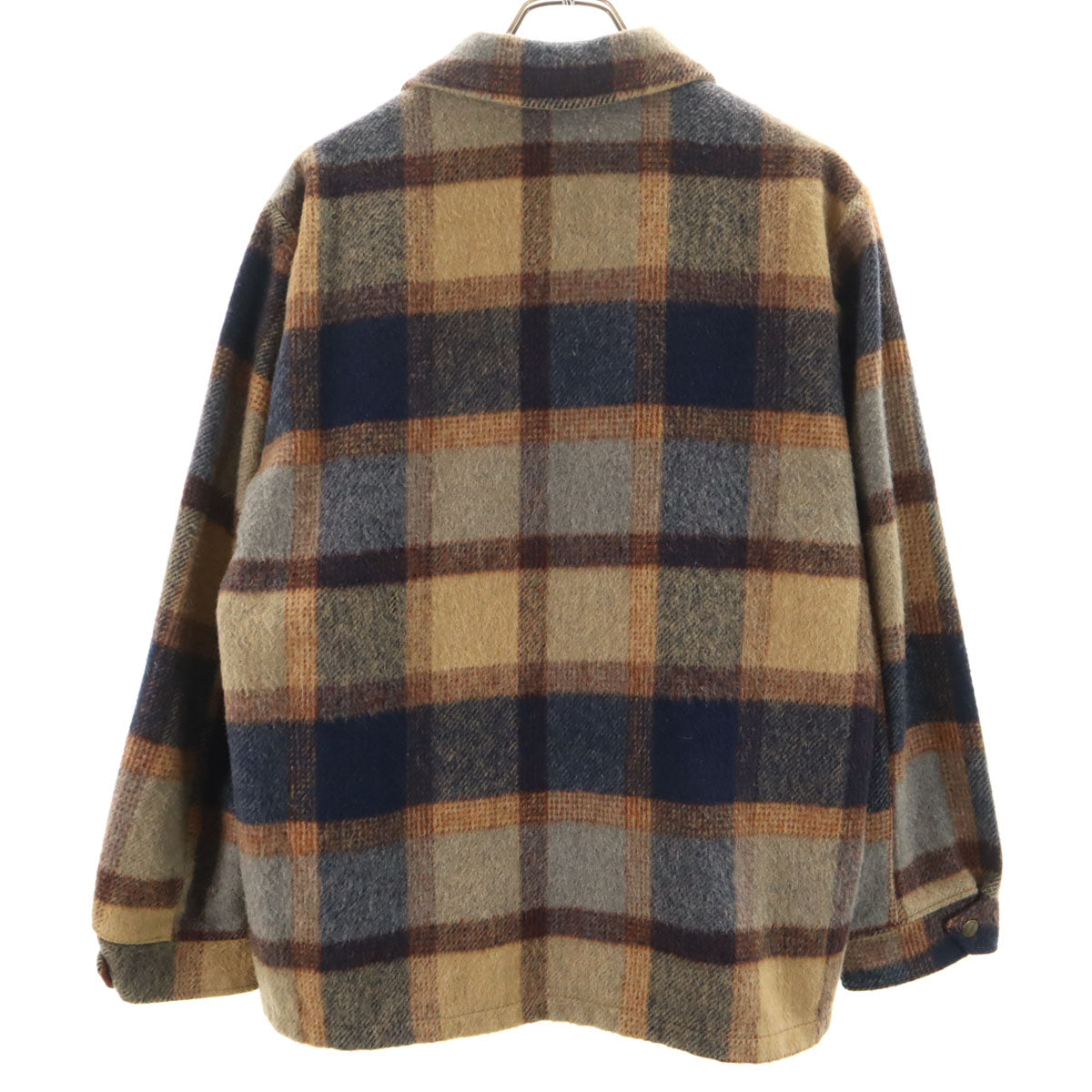 Silton シルトン 70s ヴィンテージ チェック柄 ウール シャツジャケット M ベージュ メンズ