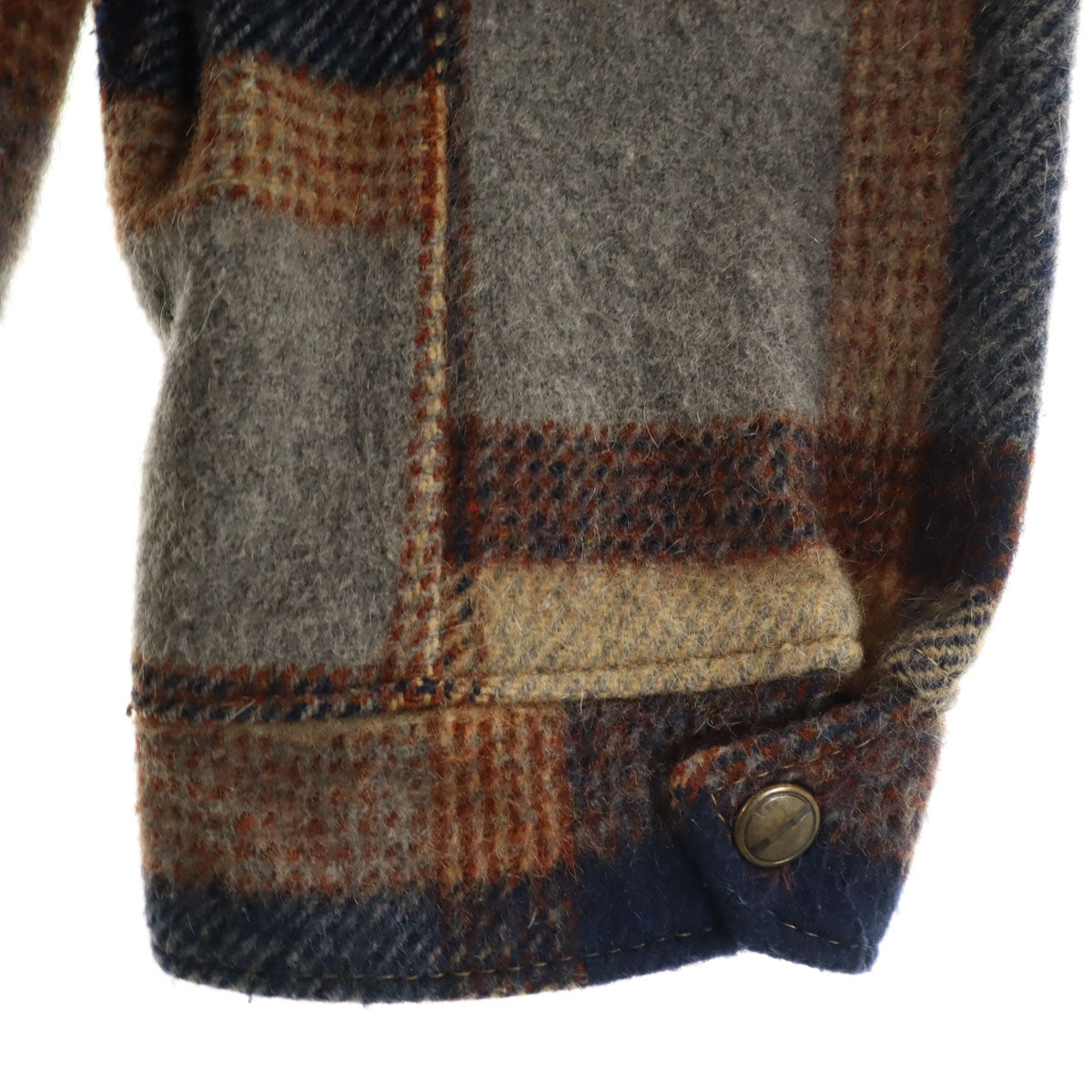 Silton シルトン 70s ヴィンテージ チェック柄 ウール シャツジャケット M ベージュ メンズ