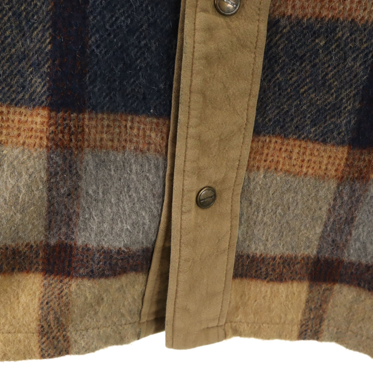 Silton シルトン 70s ヴィンテージ チェック柄 ウール シャツジャケット M ベージュ メンズ