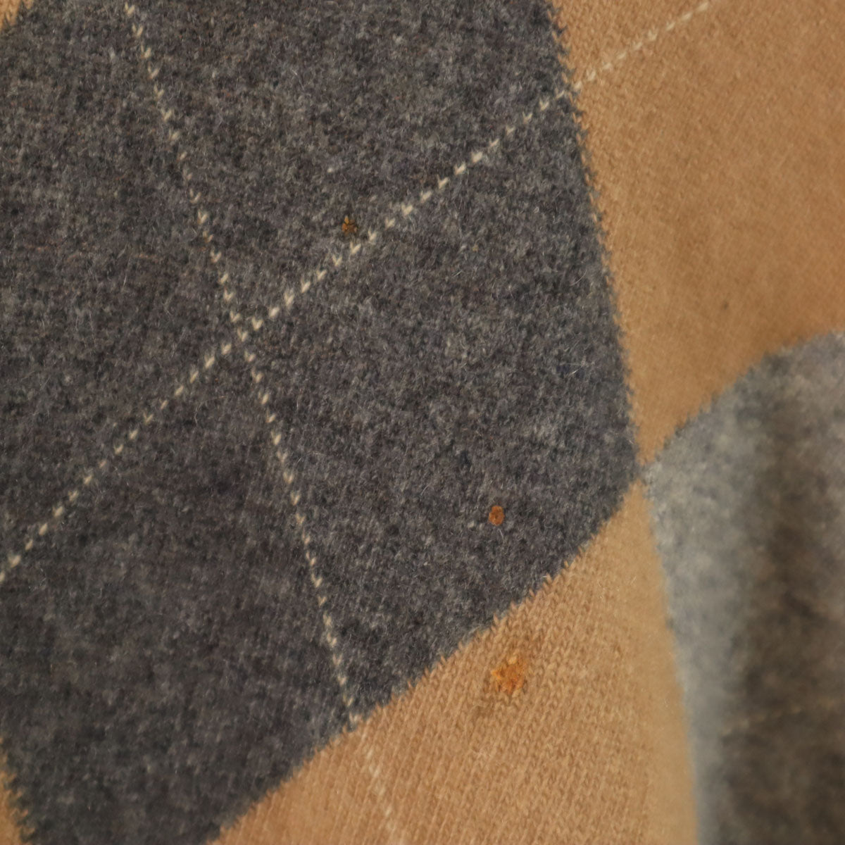 Dunhill ダンヒル スコットランド製 カシミヤ100％ アーガイル柄 長袖 Vネック セーター 42 ベージュ ニット メンズ