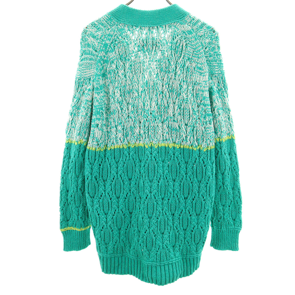 Boussole ブソル 日本製 長袖 Vネック ニットカーディガン 1 グリーン ローゲージ レディース