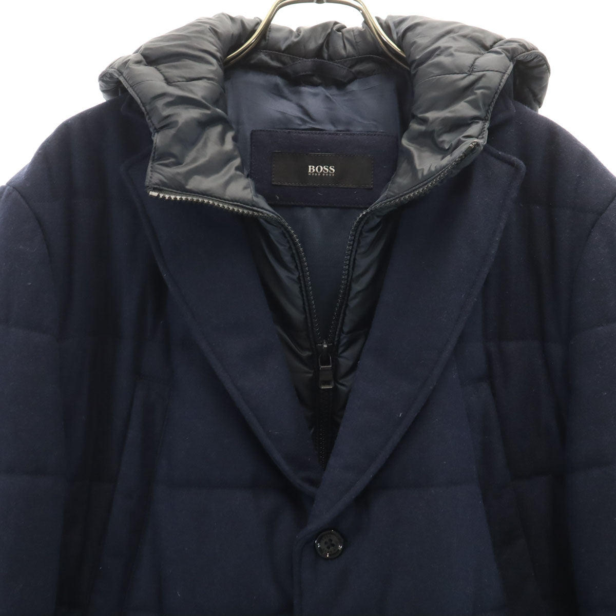 BOSS HUGO BOSS ボスヒューゴボス ポーランド製 中綿 レイヤード テーラードジャケット 46 ネイビー キルティング メンズ
