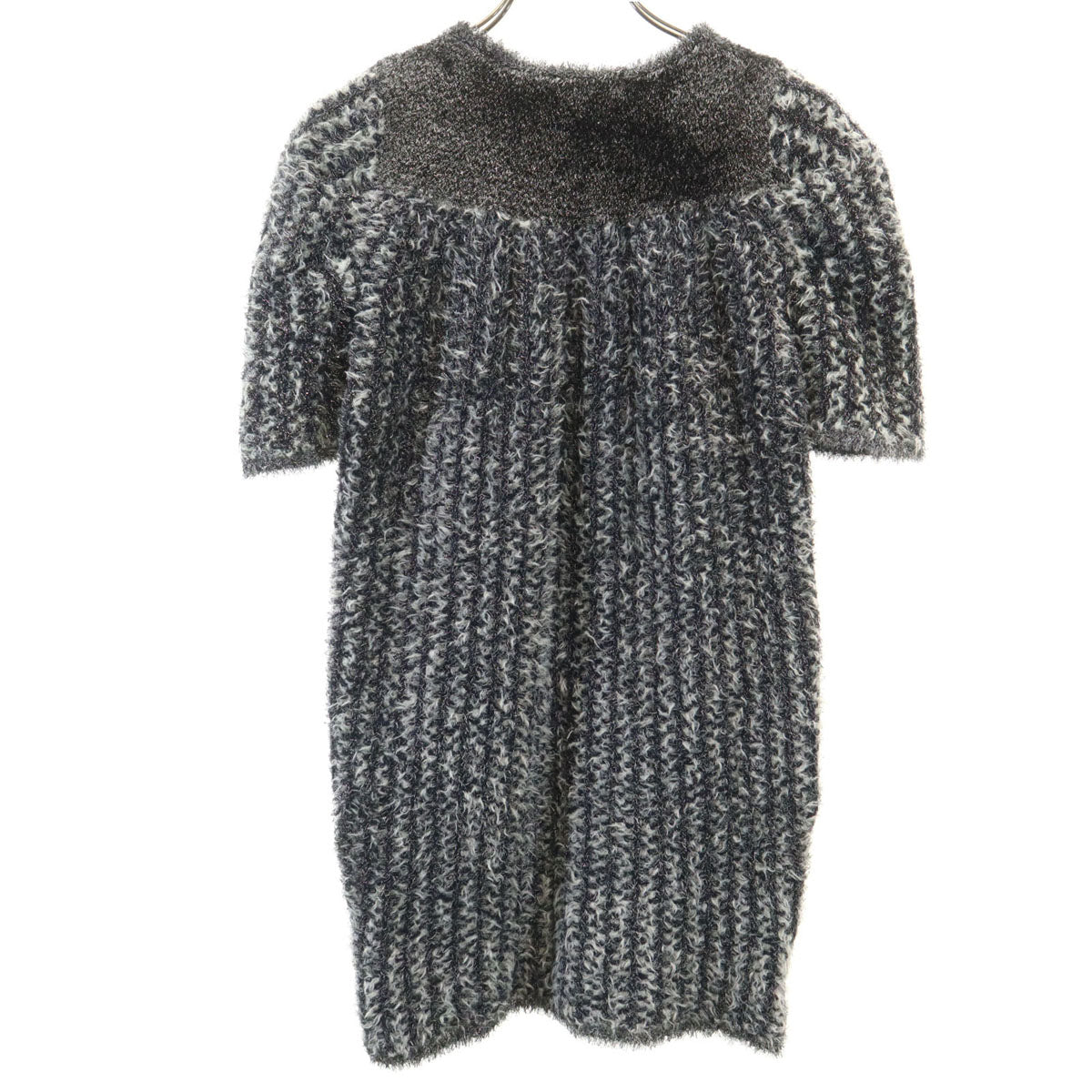 美品 Drawer ドゥロワー 日本製 半袖 ラメ ニット 1 ブラック レディース