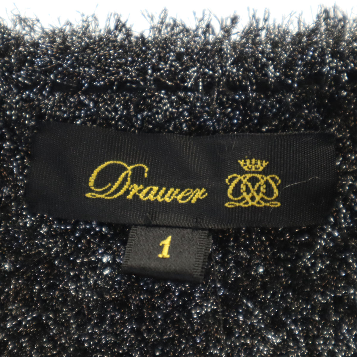 美品 Drawer ドゥロワー 日本製 半袖 ラメ ニット 1 ブラック レディース