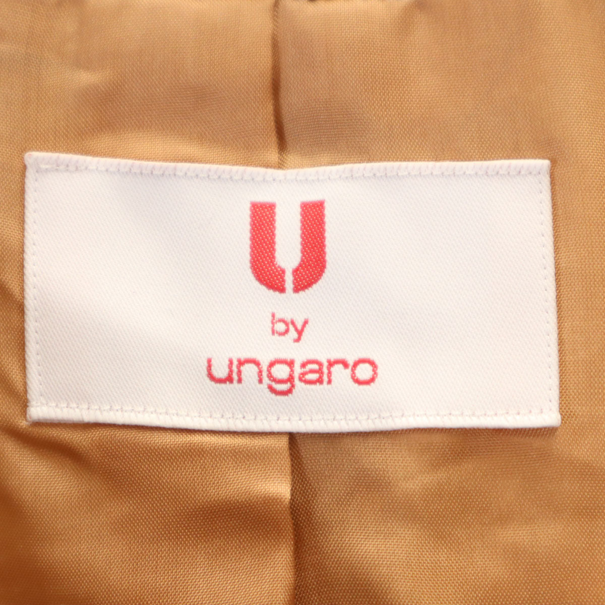 U by ungaro ユーバイウンガロ 日本製 ファンシーツイード ノーカラージャケット 36 ベージュ レディース